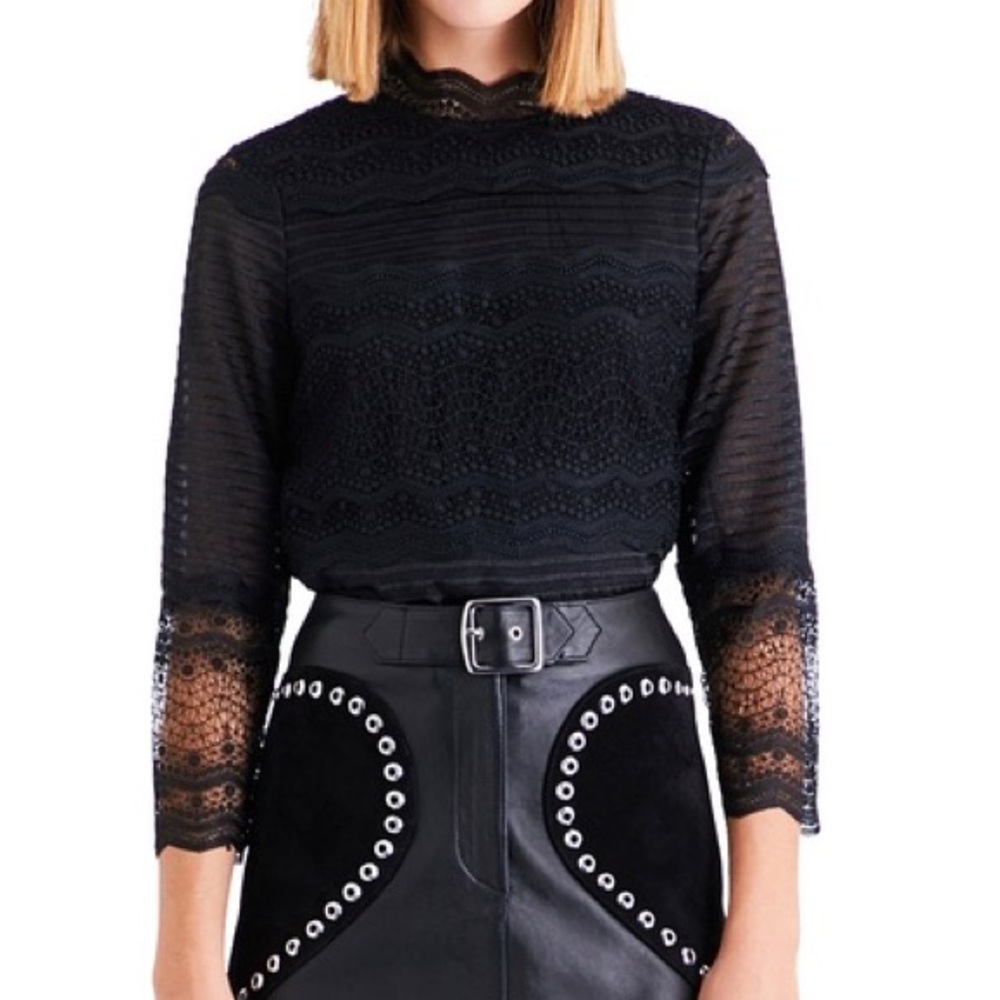 Maje Black Lace Top maje lizie top